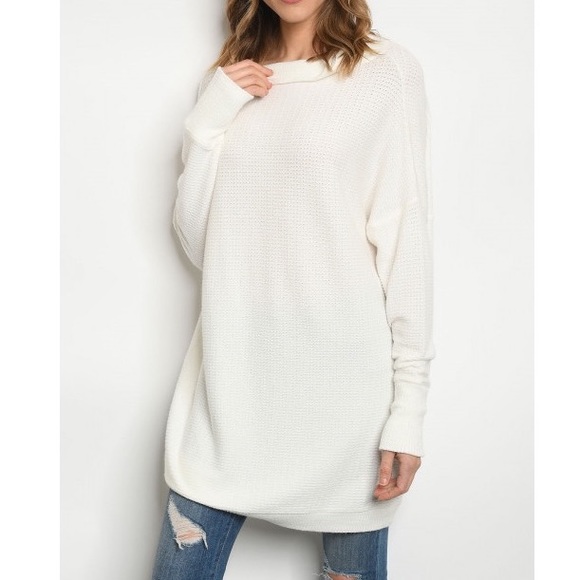 Oversized Knit Tunic Sweater Ivory - Picture 3 of 3